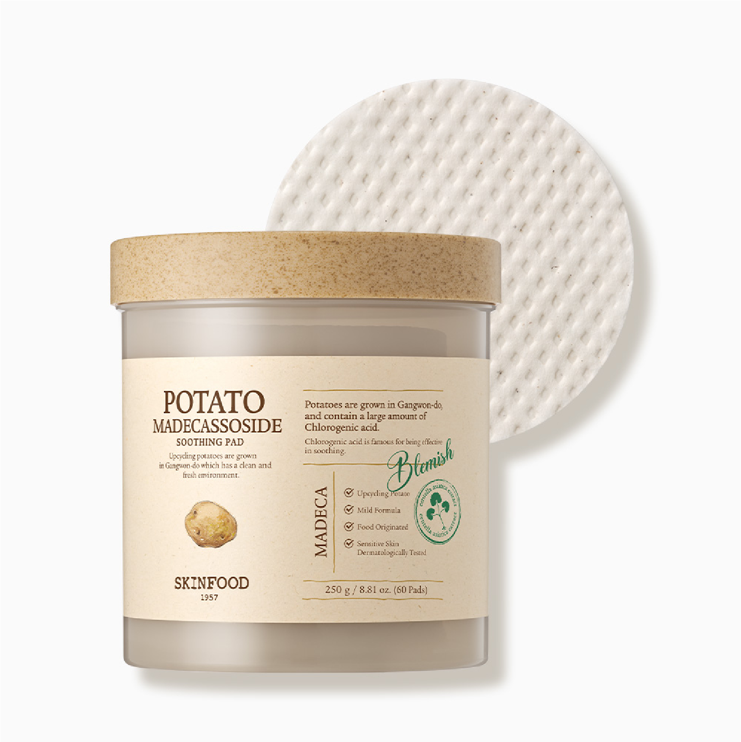 SKINFOOD Potato Madecassoside Soothing Pad