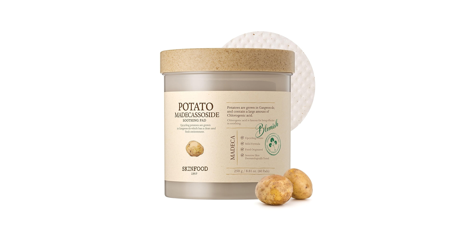 SKINFOOD Potato Madecassoside Soothing Pad